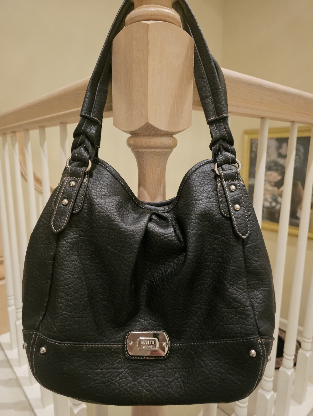 Rosetti Black Leather Shoulder Hobo